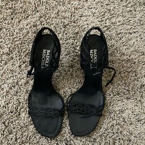 Badgley Mischka black satin evening shoes size 39